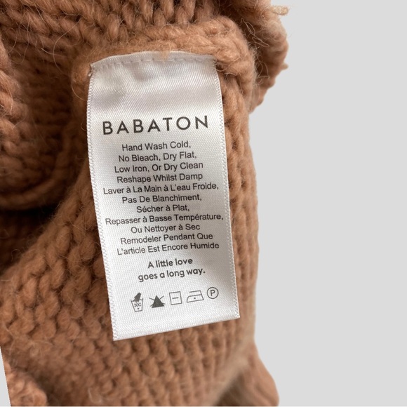 Babaton Pink Tan Wool Acrylic Alpaca Blend Chunky Sweater - Picture 4 of 6